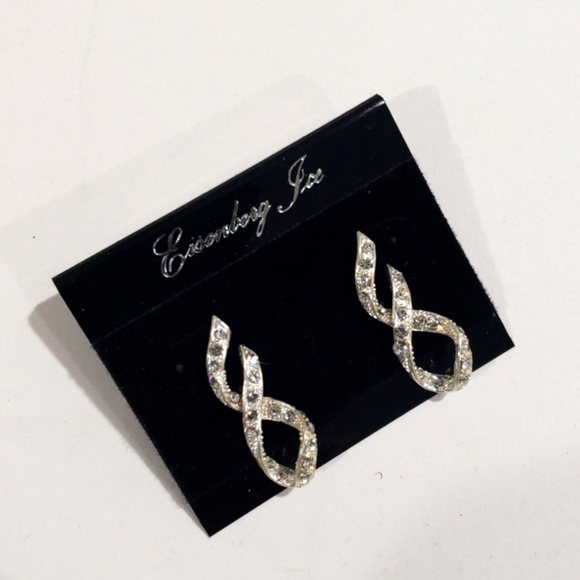 Silver tone Infinity Twisted Design Sparking Crystal Earrings - Women's Jewelry - Picture 4 of 10